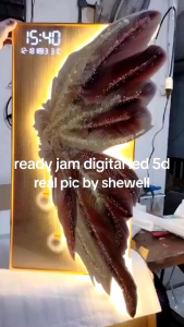 jam dinding digital led lampu butterfly bulu 5 d diamon 60x120