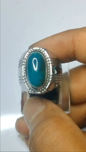 cincin batu bacan Doko majiko asli dim 15x8x6 ring titanium silver