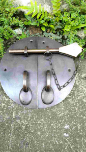 Overpal Kunci Pintu Kuningan Antik Motif Bulat Polos 1 Set