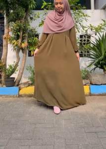 Jasmila dress gamis polos simpel crinkel airflow
