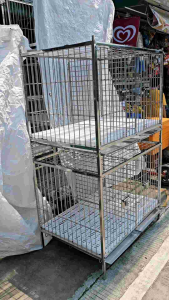 2layer 2x3x2.5 stainless 304 dog cage heavy duty and stainless pooptray