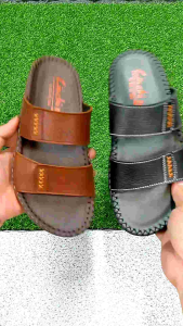 Dép nam hai quai ngang da bò MT20 thời trang trẻ trung năng động đế doctor cao 3cm khâu thủ công chắc chắn