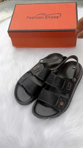 Dép quai hậu nam thời trang   Dép da nam quai ngang cao cấp SĐLP6 trẻ trung năng động đế lõm lòng êm chân