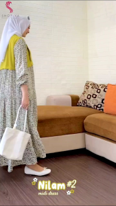 NILAM MIDI 2 DRESS BY SHOFIYA FASHION LD 112 CM ETNIK MOTIF FLOWER VINTAGE DAN POLOS PREMIUM RAYON UNIQL* MIX KNIT HQ KEKINIAN MODEL TERBARU