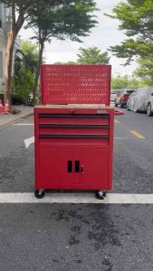 Tủ đồ nghề 3 hộc kéo màu đỏ kèm vách lưới Fabina