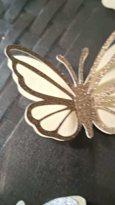 2 inches Butterfly Decoration 10pcs - White and Yellow - Iridescent Bags - Home Decor Wall Decor