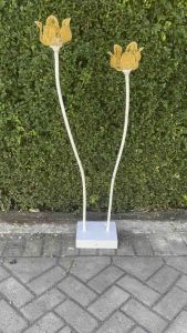 standing bunga hias lampu dekorasi pelaminan cabang 2 kelopak Bunga kuncup mini bahan kain Brukat /bunga artifisial/lampu hias/lampu tidur/giant flowers