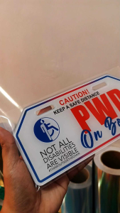PWD (PERSON WITH DISABILITY) E-BIKE PLATE (9X4.25 INCHES)