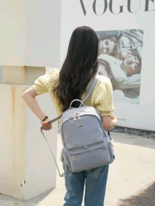 Tas Ransel En-ji B59 Model Terbaru Motif Polos Warna Black Pastel blue