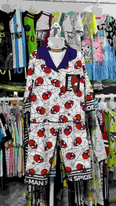 12-45kg A559 Bộ pijama bé trai tay dài quần dài thun lạnh in họa tiết hoạt hình đẹp