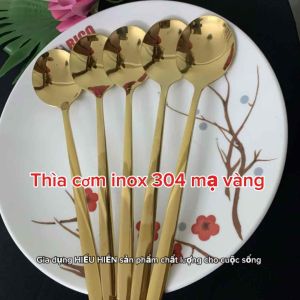 Combo 5 CHIẾC THÌA INOX SUS 304 MẠ VÀNG - MUỖNG CƠM Ôvan Kiểu HAN QUỐC- THÌA LỚN 20.4cm