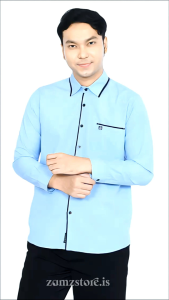 BECCO KEMEJA POLOS LENGAN PANJANG MOTIF LIST KANCING DAN KERAH