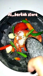 Cobek 24 cm asli batu dari gunung GERATIS ulekan