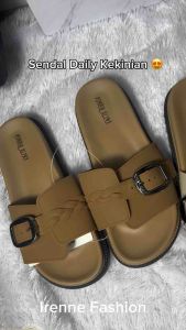 Sandal Slop Karet Jelly Import Gesper kepang Empuk Elastis Alina 2509