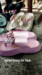 Sandal Jepit Fuji Karet Wanita Karakter Beruang Sol Tebal Fashion Korea Terbaru