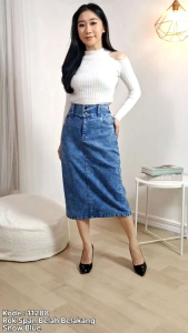 Rok Midi Jeans Stretch Span M-XXL