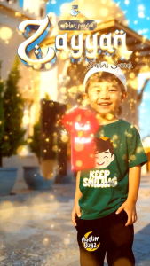 Setelan Baju Kaos Pendek Anak Laki-Laki Muslim Series Zayyan Smiling Sunnah Bahan Katun Combed