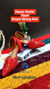 GHAZIA - 511 Sepatu Sendal High Heels 5cm Brukat Payet Wanita Pengantin Pesta Luxury Pantofel viral fleksibel teracota