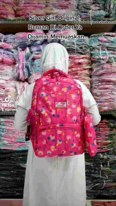 Tas Anak Sekolah Perempuan SILVER GIRL Terbaru SD SMP Remaja Gratis Gantungan + Jas Hujan