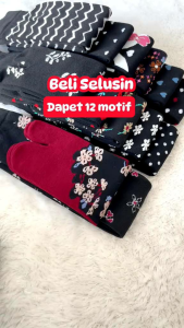 12 pasang kaus kaki jempol muslimah kaus kaki motif henna multi warna random