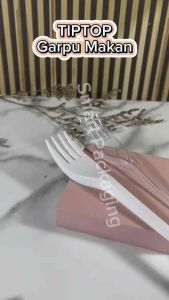 [ISI 100 PCS] TIPTOP Garpu Makan Putih Susu Bening Kuat / Garpu Makan Sekali Pakai / Fork / Garpu Murah / Garpu Plastik