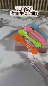 [ISI 100 PCS] TIPTOP Sendok Jelly Bunga Bening Putih Susu Warna / Sendok Pudding Plastik Murah Trans Transparan / Sendok Es Krim Sekali Pakai / Ice Cream Spoon