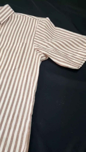 TRILIVE - Kemeja Pria Salur Biru Blue Katun Lengan Pendek