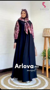 Arlova Maxy Dress Bahan Premium Crinkle Airflow Mix Ceruty LD 110cm PJ 140cm Free Jilbab