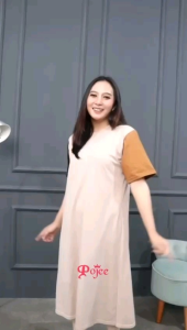 DRESS YURIKA//DASTER PENDEK KAOS POJEE POLOS//DRESS KAOS COMBED KOMBINASI