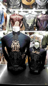Batik Couple Ayah dan Anak Katun Solo Premium Hitam Abu