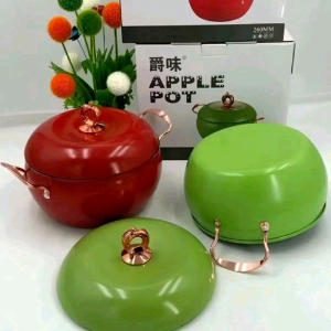 Apple Pot cookware — stylish durable cooking pots designed to resemble apples in shape and color.