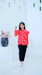 Kaos Lengan Panjang Anak Perempuan Long Sleeve T-shirt Girls Momvie Dorothy Ruffle