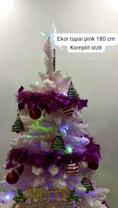 Tidak Bisa COD DJ - Pohon Natal ekor tupai pink 18meter 6 feet komplit dengan aksesoris bisa COD