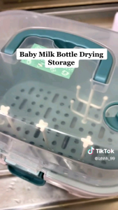 🌹READY STOCK🌹 Baby Milk Bottle Storage Box Portable Drying Rack Wif Lid Container Rak Kotak Simpan Susu Botol Bayi 奶瓶收纳箱