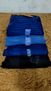 seluar jeans lelaki robek baru datang viarl seluar leleaki koyak tampal getah slim-fitting