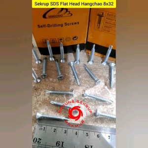 (100 pcs) Sekrup Roofing SDS FH 8x32 / Baut Baja Ringan Flat Head 3CM