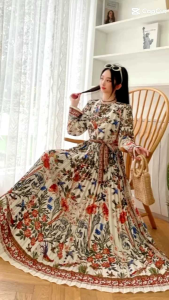 TM 98890 Dress Almirah Korea Pleated Import