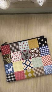 Large Handmade Pouch for tablet iPad – Zakka Quirky Patchwork Style