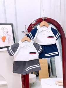 Quần áo bé trai Set bộ cộc tay phối kẻ cực xinh cho bé đi học đi chơi từ 8-26kg