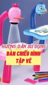 [FREESHIP] Bộ bàn tập vẽ có đèn chiếu 24 hình có nhạc thông minh cho bé - tặng kèm hộp bút 12 màu cho bé