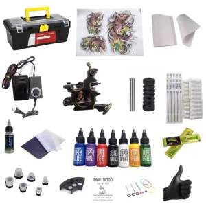 Bộ 1 máy xăm cao cấp T2  kèm 7 mực xăm và hộp đựng máy