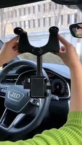 Car Mirror Phone holder 360 Degree Rotation Pemegang Telefon Car mount Holder