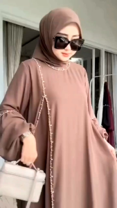 GAMIS POLOS CERRUTY BURGUNDY BAHAN CERRUTY BABYDOLL GAMIS CERRUTY WANITA