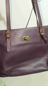 Preloved Lvcat Paris France Purple Tote BagGenuine Leather Bag