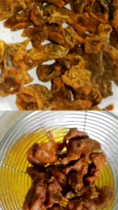Uppukandam ( Indian soft dry mutton also known as dried meat is a traditional dish from Tamil Nadu India where meat is marinated in salt and spices then sun-dried and fry in oil