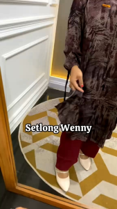 SETELAN CELANA WANITA LONG TUNIK MOTIF// SETCEL RAYON TWILL BY WENNY RASYA // SETELAN SUPER JUMBO