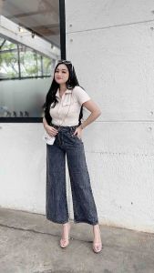 Eska Jeans Kulot Highwaist Simple Korean Look Pinggang Karet Belakang