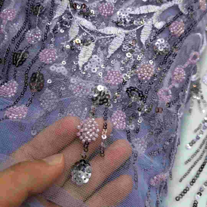 (HARGA PERSETENGAH METER) bahal kain kebaya tulle salur full payett mewah