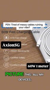 USB Type C Cable 1M 60W Fast Charging PD Cable | Data Sync USB-C Charger Cord | iPhone 15 Samsung|SG Seller