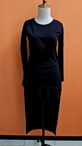 atasan wanita hitam lengan panjang blouse depan pendek belakang panjang S cute M santai